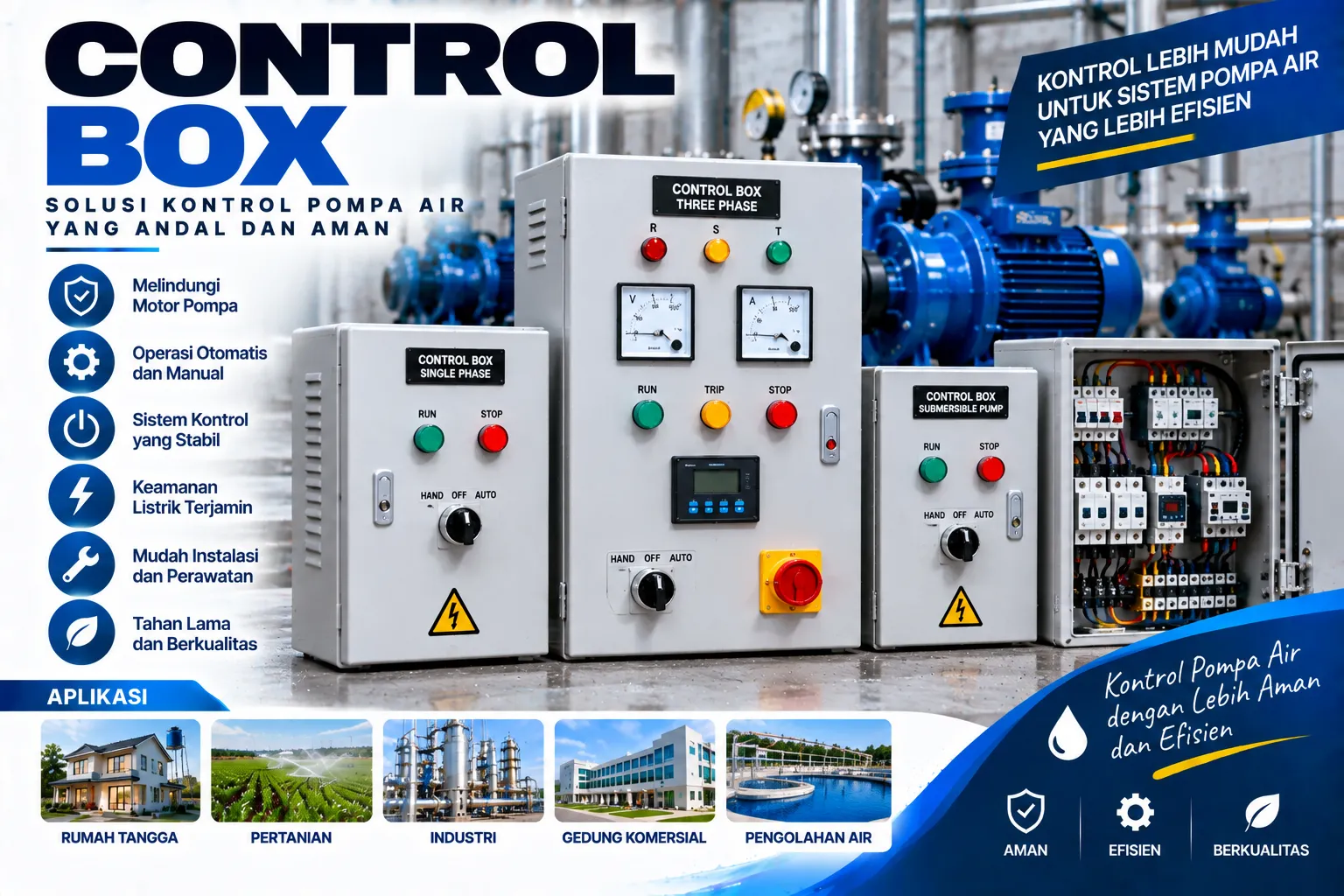 control box,control box pompa air,control box pompa satelit,box pompa celup,harga control box,control box pompa submersible