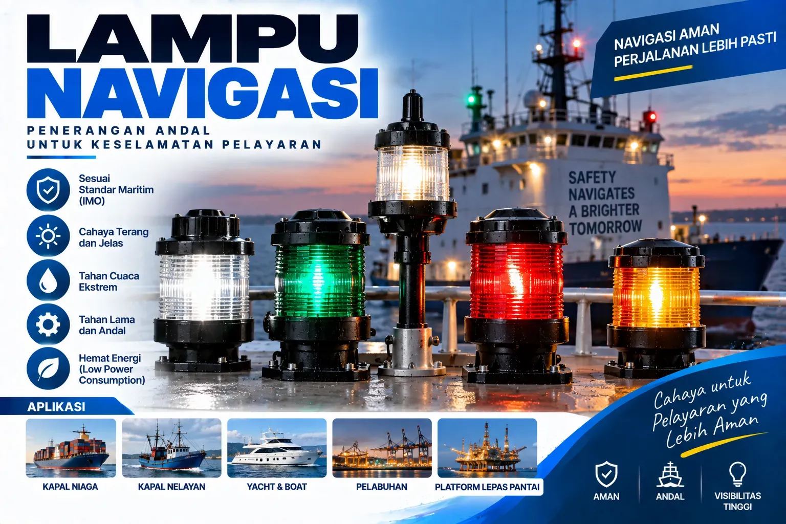 lampu navigasi,lampu navigasi kapal,warna lampu navigasi kapal,fungsi lampu navigasi,aturan lampu navigasi,jenis lampu navigasi
