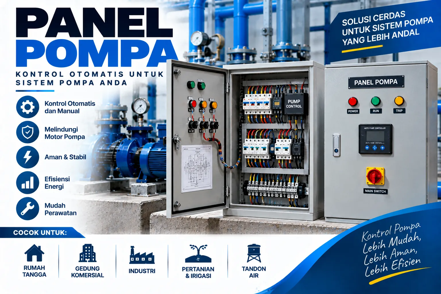 panel pompa,panel pompa air,panel kontrol pompa,harga panel pompa,komponen panel pompa,panel pompa submersible