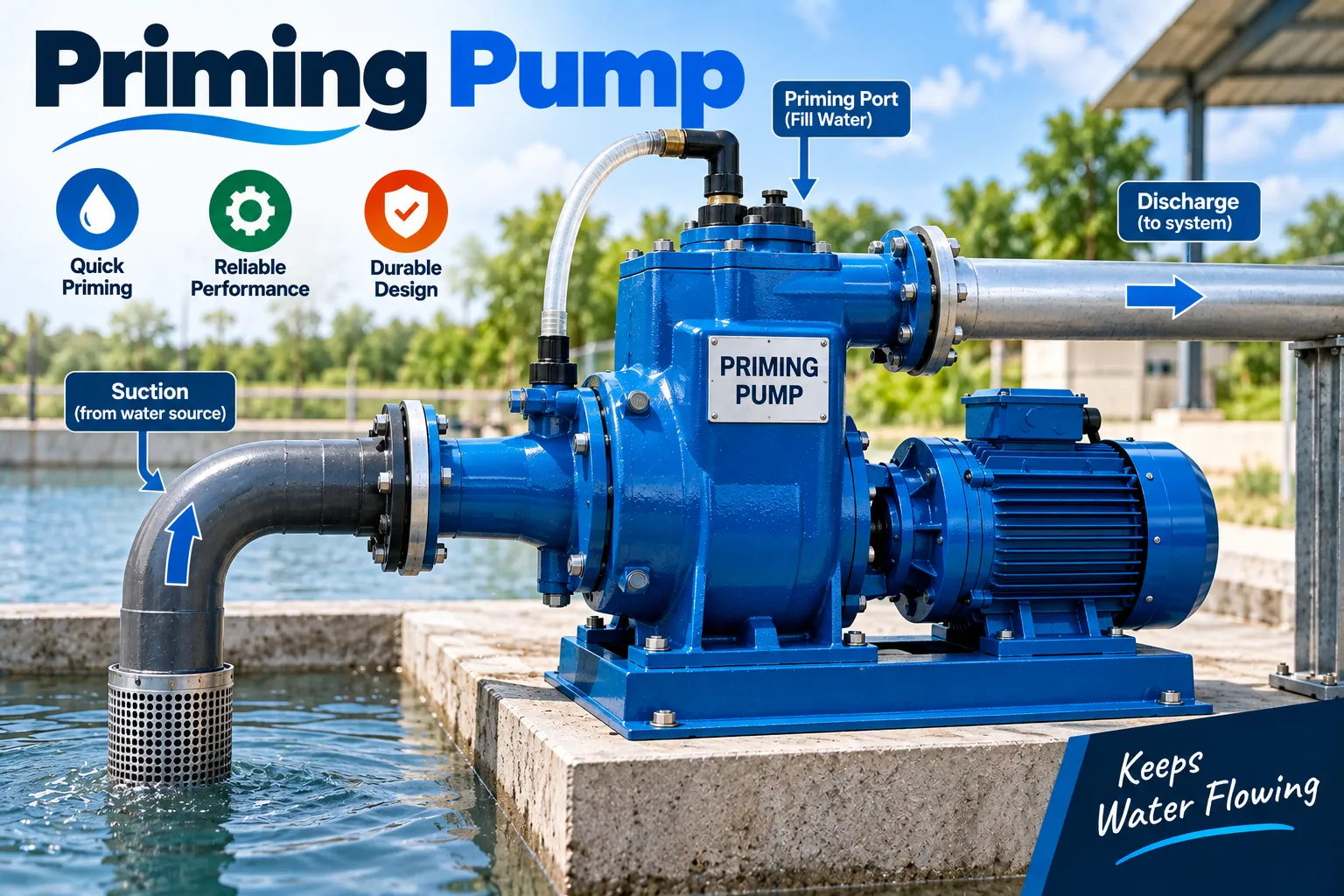 Proses priming pump untuk mengisi rumah pompa dengan cairan